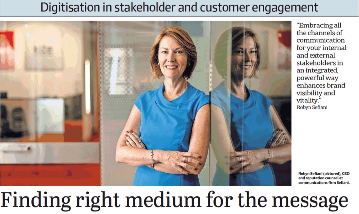 An image of Robyn Sefiani appearing alongside an interview in the AFR.